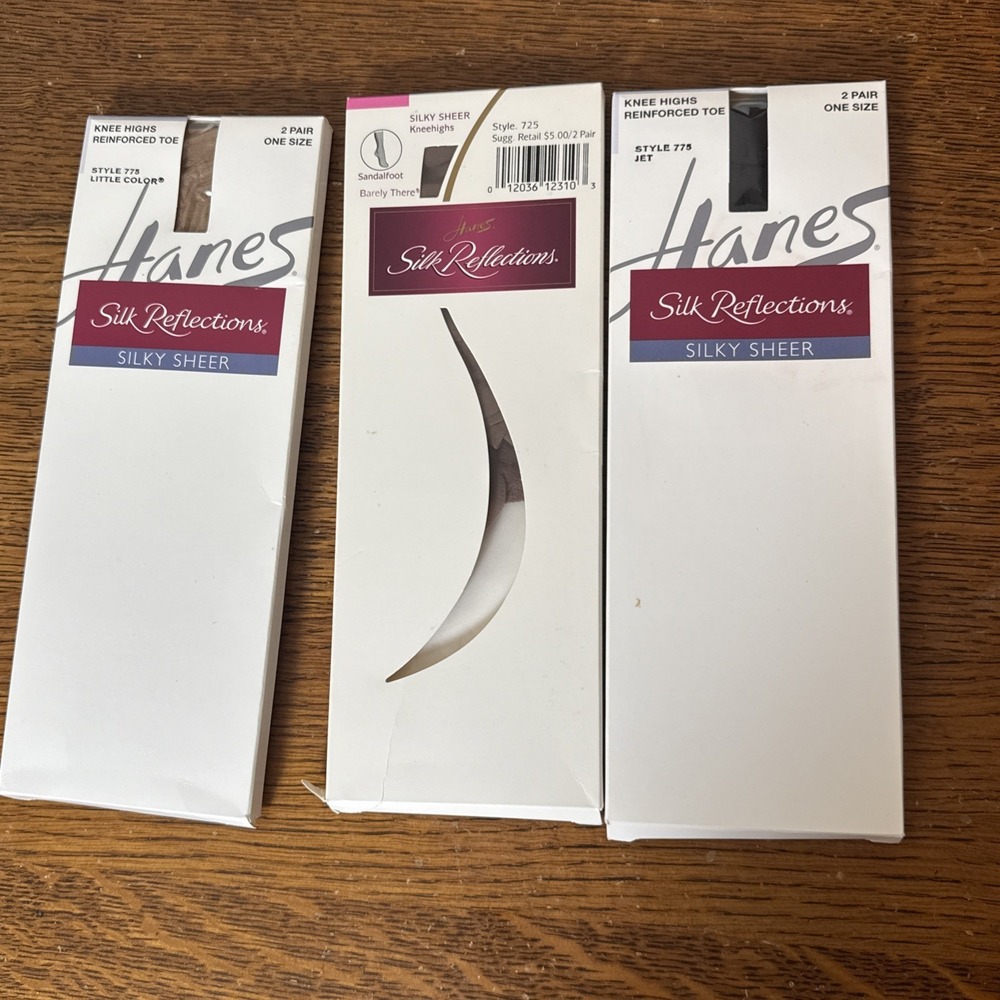 Hanes Silk Reflections Knee Highs Lot of 3 Packs Silky Sheer